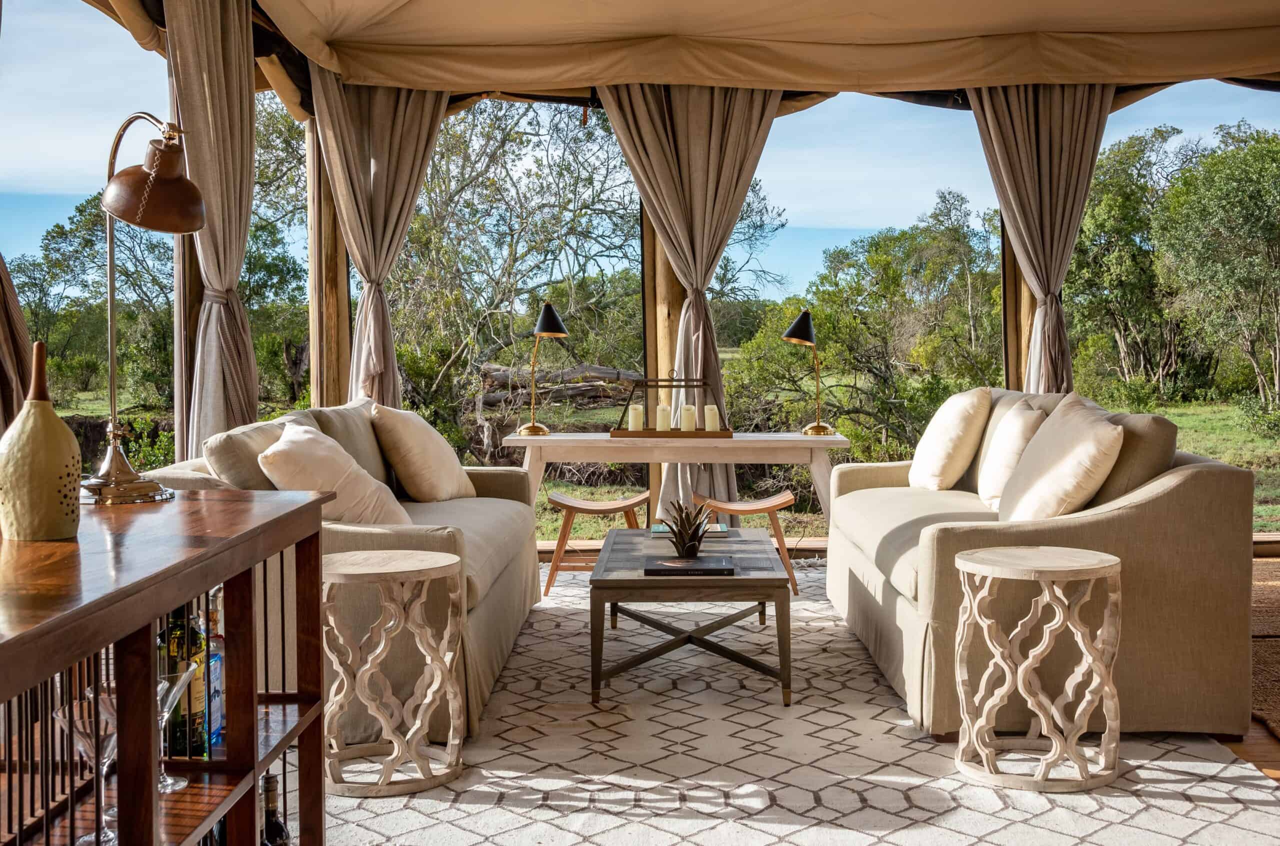 river camp deluxe suite sitting lounge